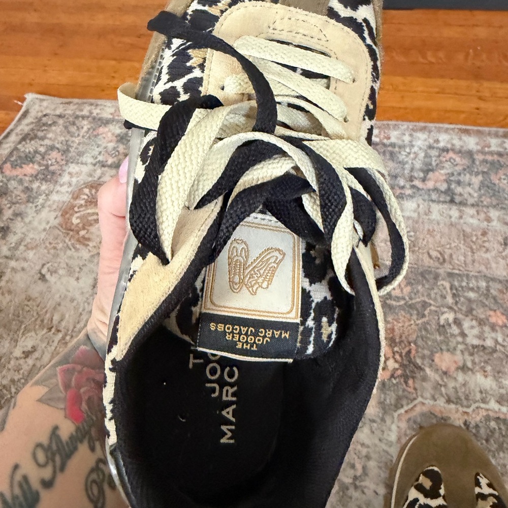 Marc Jacobs Olive Suede & Leopard Print Sneakers - Picture 6 of 7